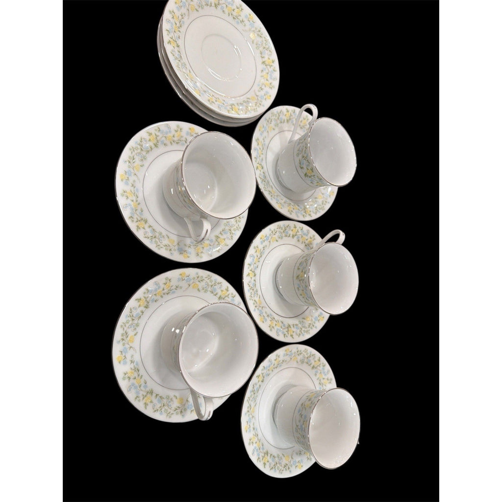 Crown Ming Jian Shiang Fine China Tea Cups & Saucers 13 Pc Tea Set
