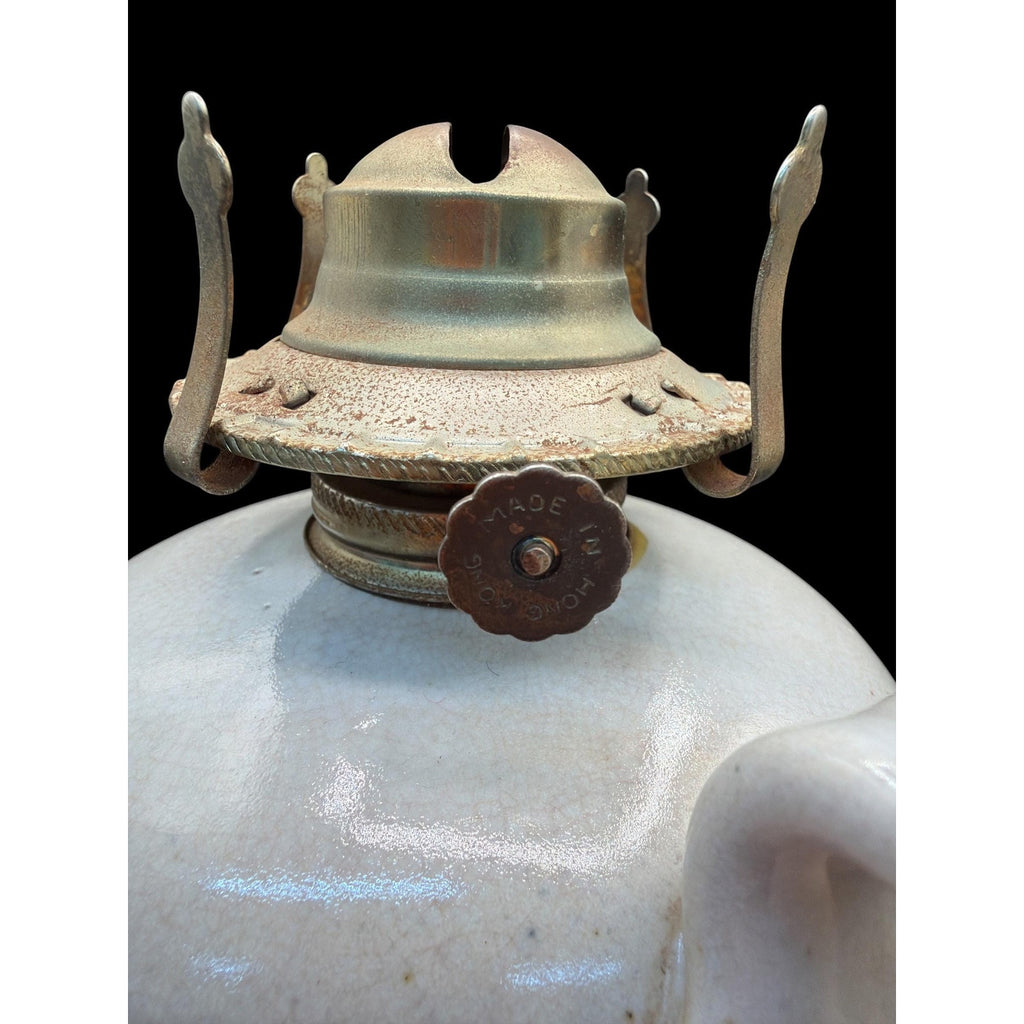 Andy Cochran Studio Pottery Oil Lamp: Fish Motif Stoneware, Signed Andy