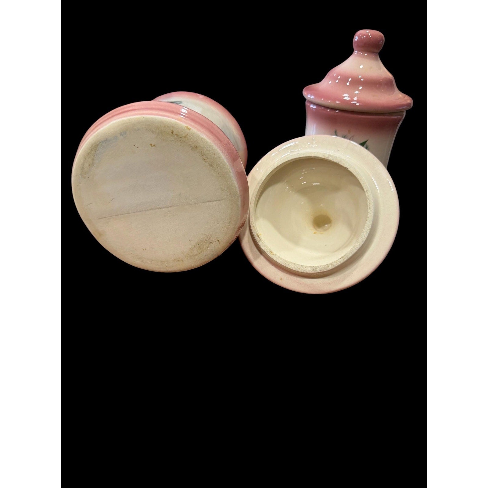 Vintage Pink Floral Ceramic Canister Set – Cottage Kitchen Storage, Made in Japan