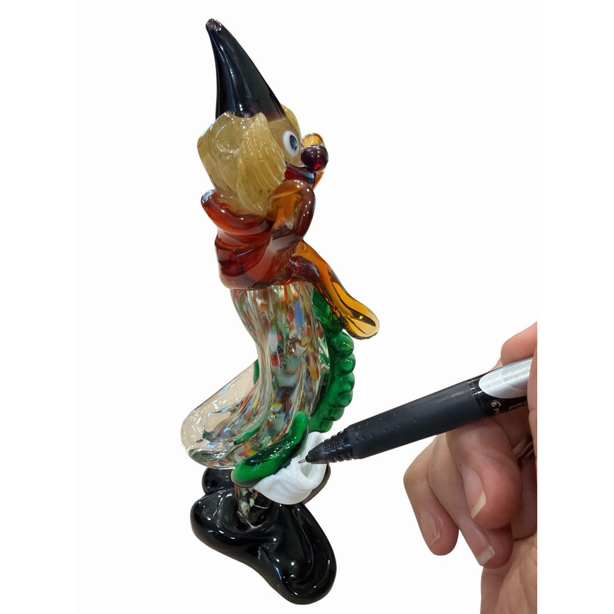 Vintage Murano Art Glass Clown Figurine Millefiori Labeled Italian 8 Inch