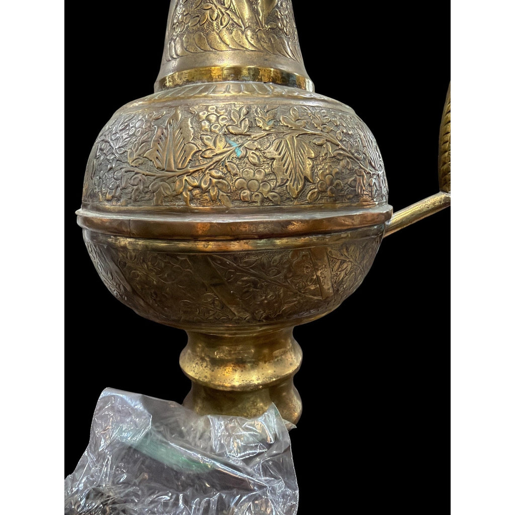 Monumental Vintage Brass Ewer Urn | 28" Hand-Worked Brass & Copper Vessel