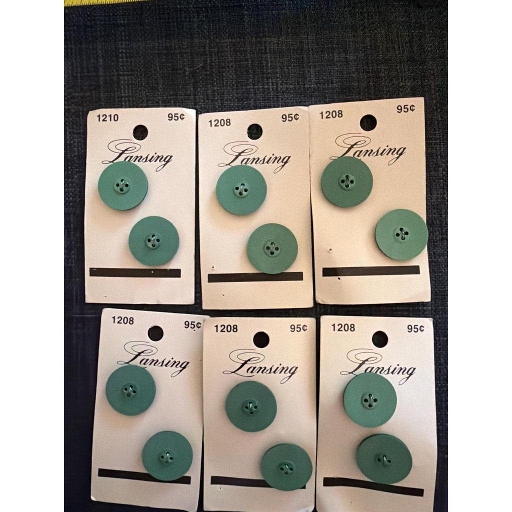 Vintage Lansing Green Plastic Buttons (12 Count, 3/4 Inch) – NOS Sewing Supplies