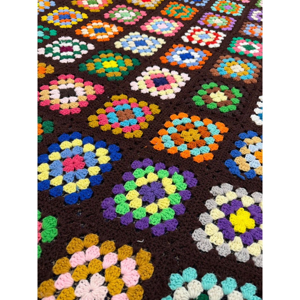 Vintage King Size Granny Square Crochet Afghan 115 x 85 Handmade Bedspread – additional view 12
