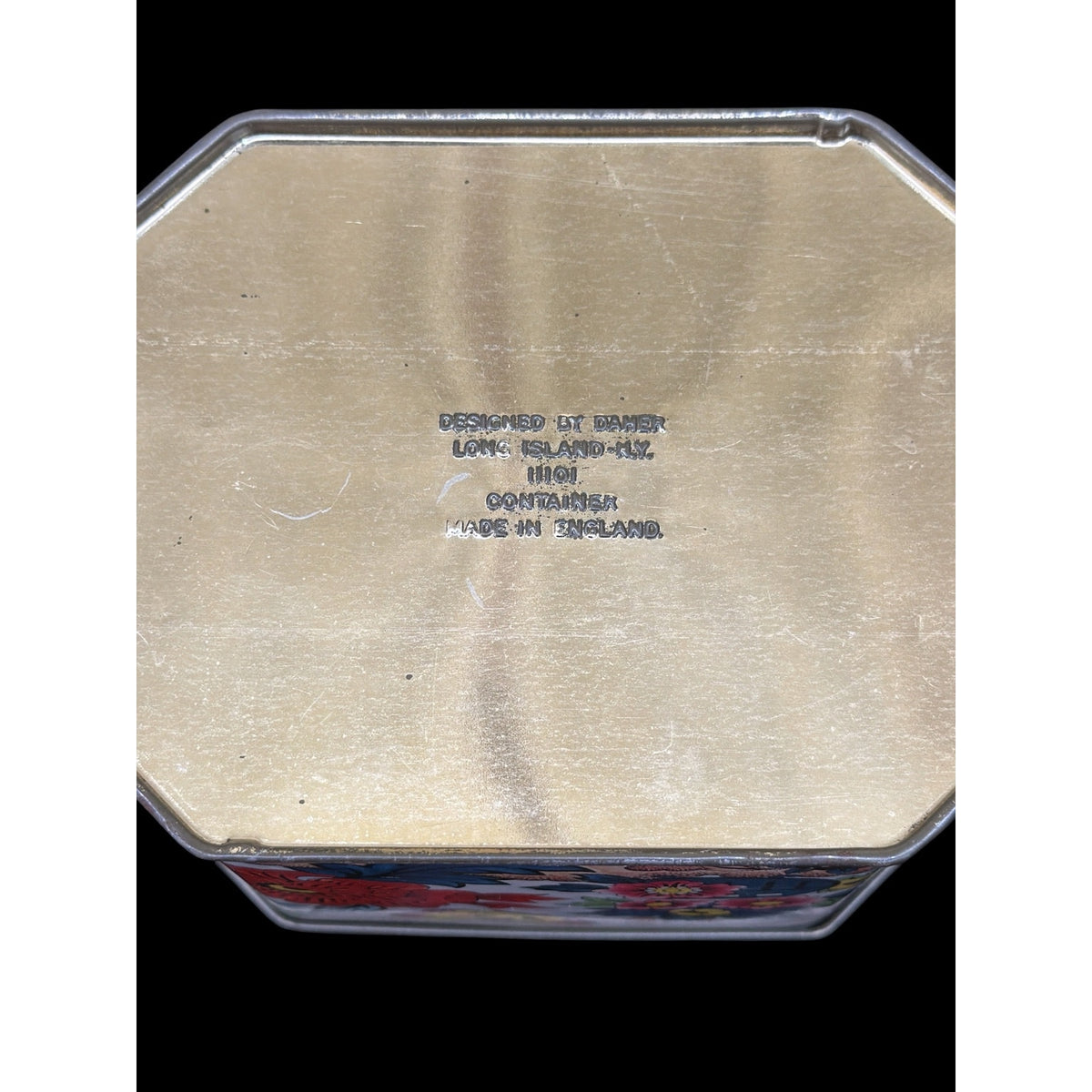 Vintage Daher Floral Tin Box England Courting Couple Butterfly Octagonal – additional view 8