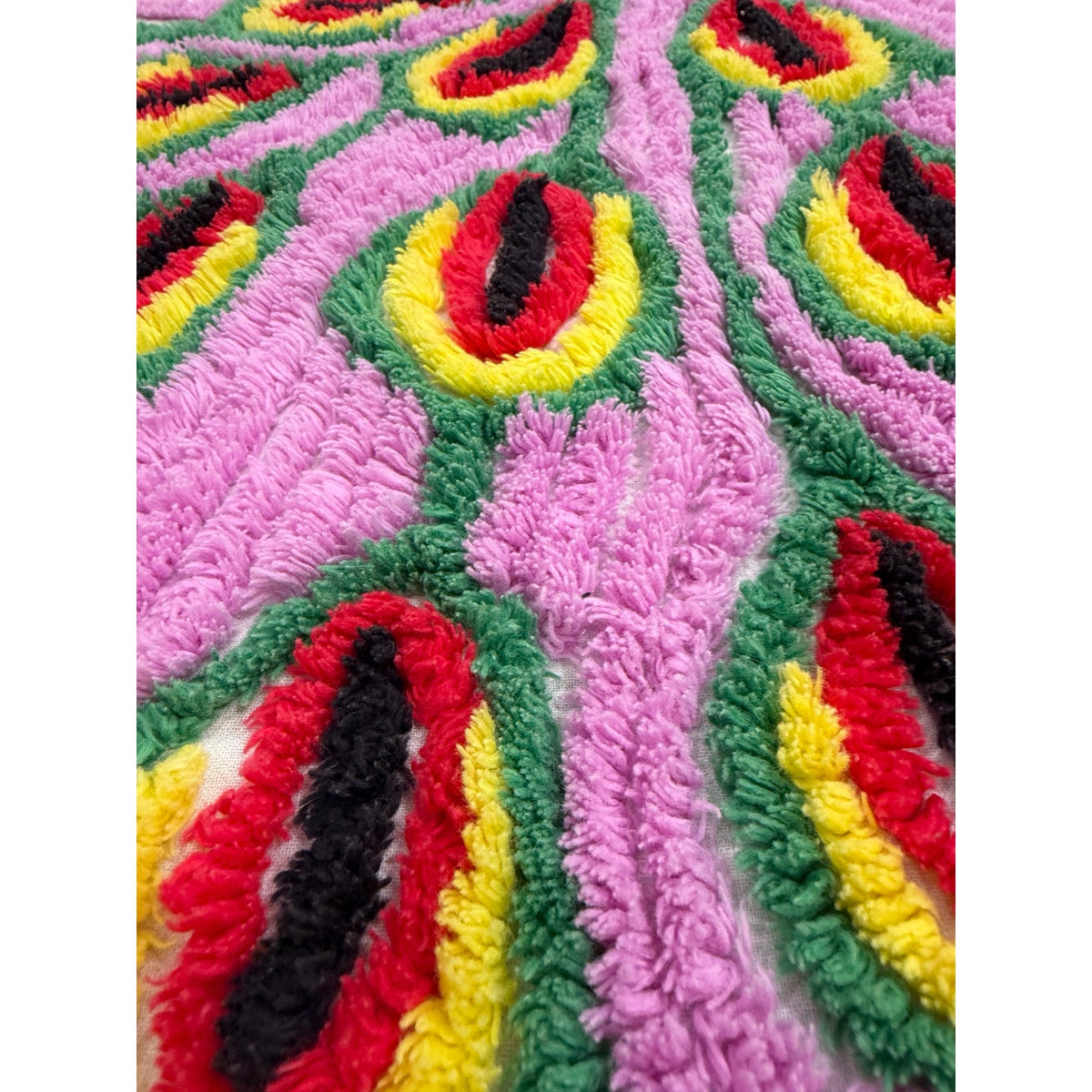 Vintage Peacock Chenille Bedspread Full Double 88 x 100 ** READ **