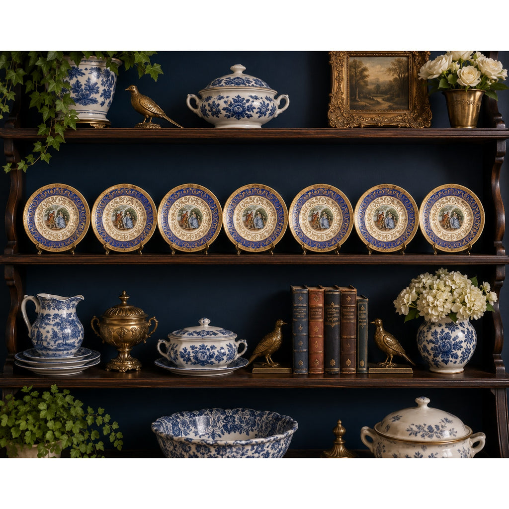 Vintage Taylor Smith & Taylor Bromley Berry Bowls Set of 7 22K Gold