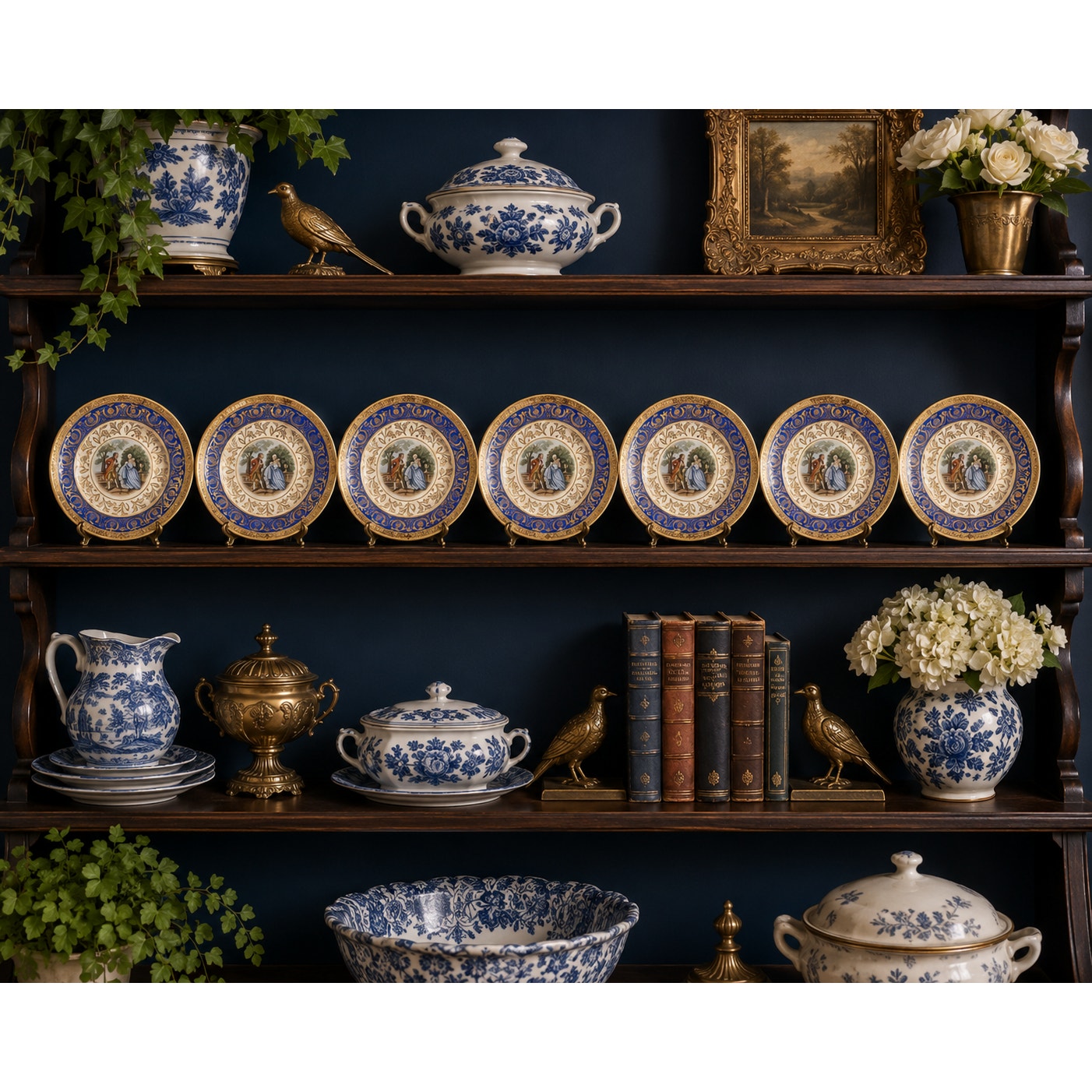 Vintage Taylor Smith & Taylor Bromley Berry Bowls Set of 7 22K Gold
