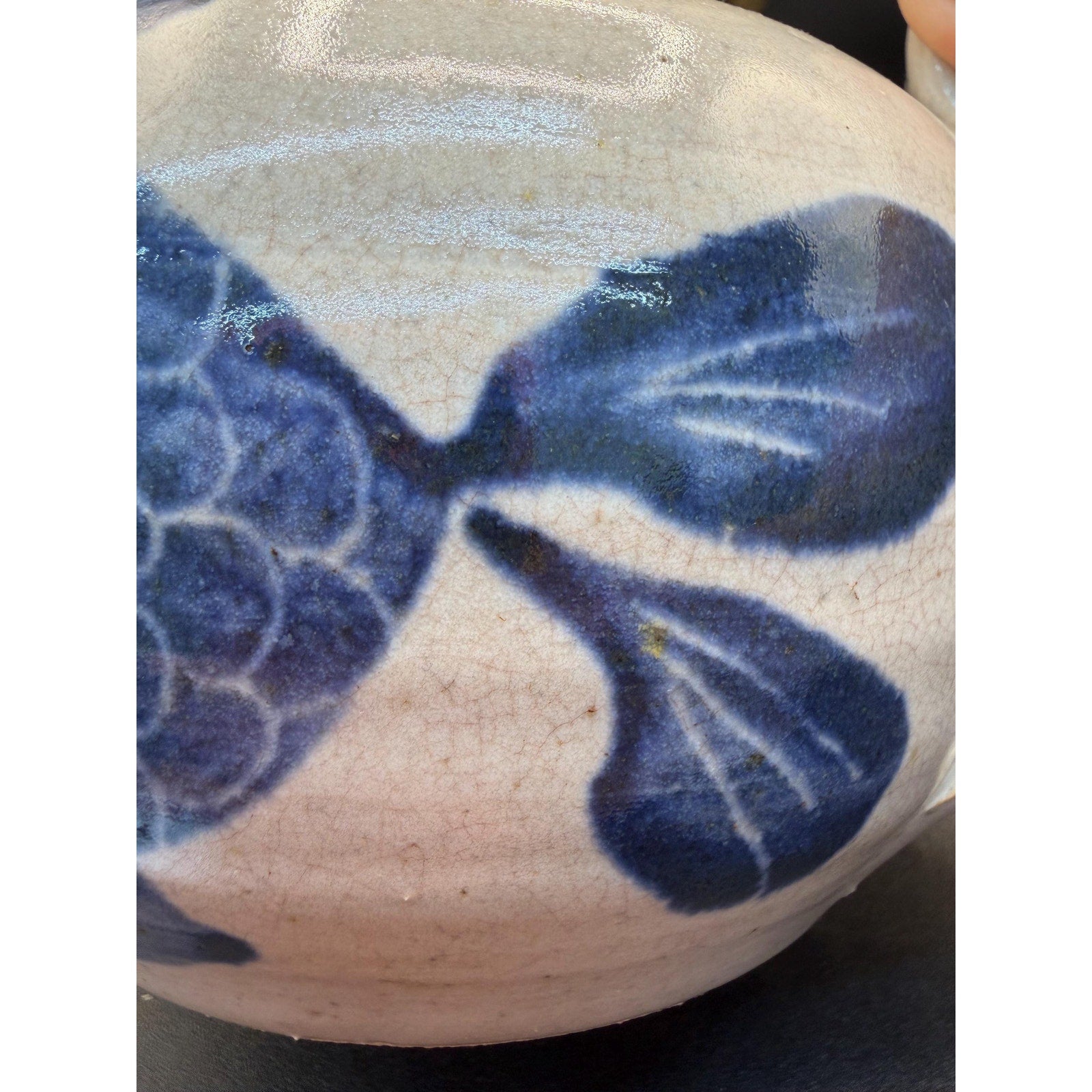 Andy Cochran Studio Pottery Oil Lamp: Fish Motif Stoneware, Signed Andy