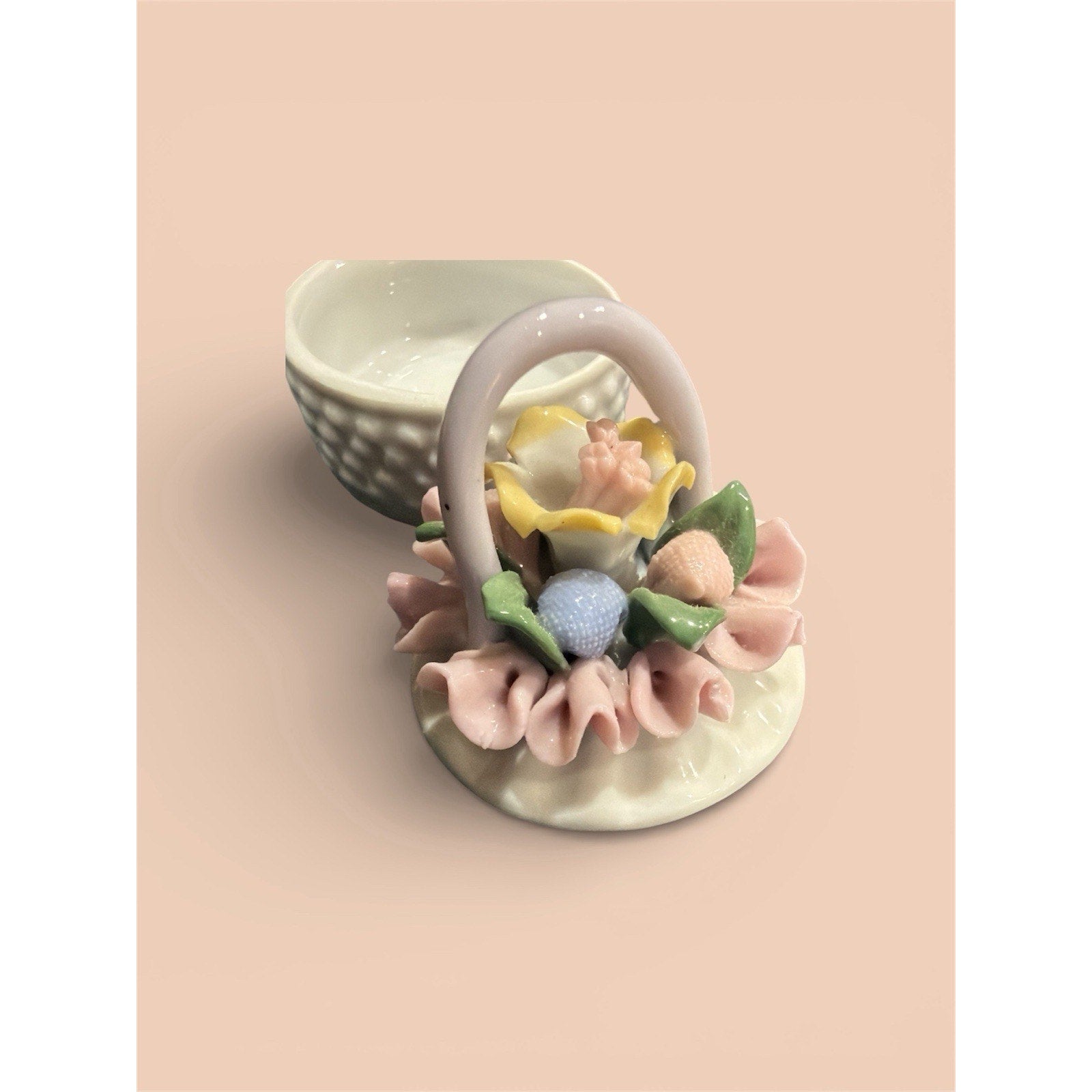 Porcelain Flower Basket Trinket Box | Sweet Wedding Keepsake & Proposal Ring Box