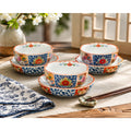 Vintage Japanese Imari Style Kobachi Bowls & Underplates Set of 3 Hand Painted