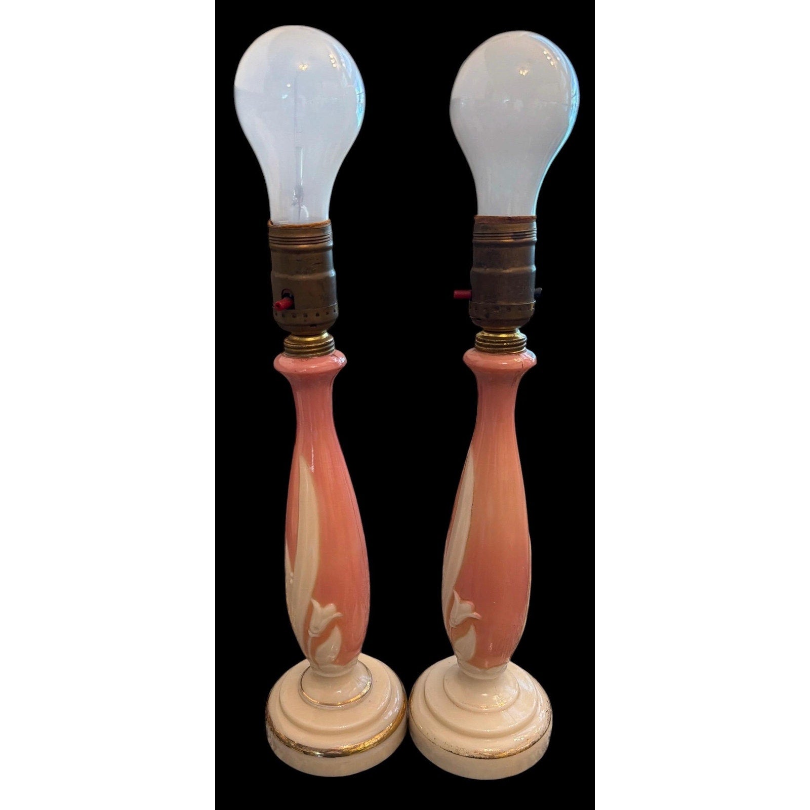Vintage Aladdin G-41 Pink Alacite Boudoir Lamps Pair Romantic Cottage