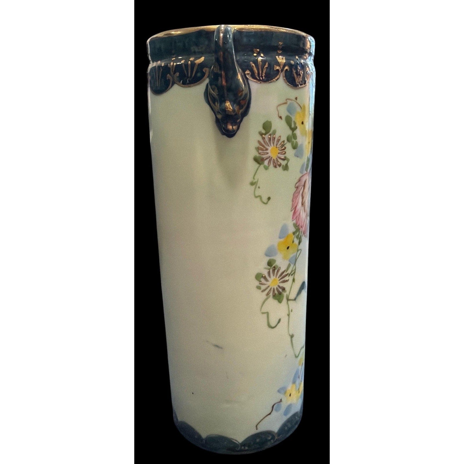 Antique Yoshino Hand Painted Vase Art Nouveau Floral Gold Gilt Porcelain 8.5”
