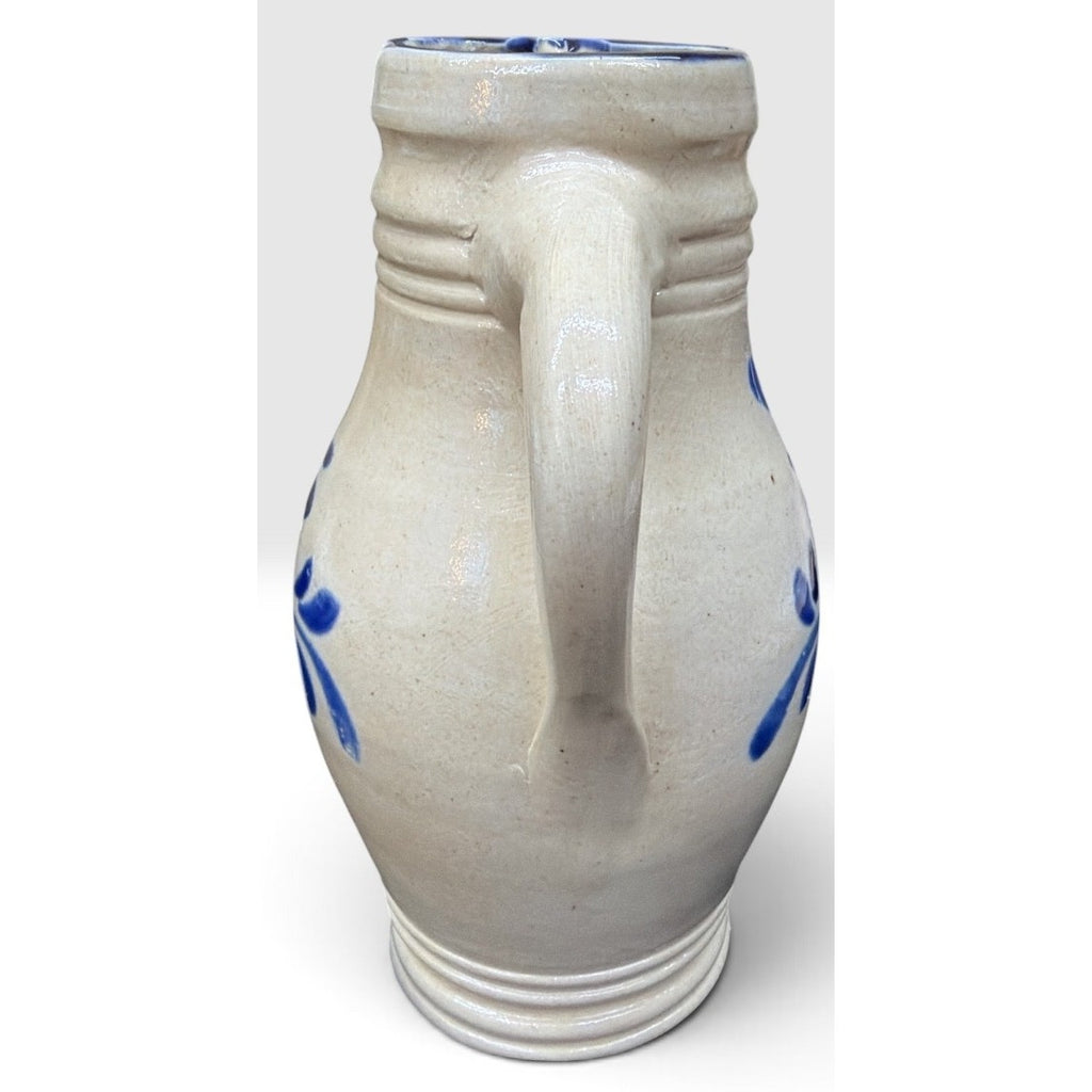 Vintage East Tennessee Pottery Pitcher Hand Thrown Cobalt Floral Stoneware – additional view 5