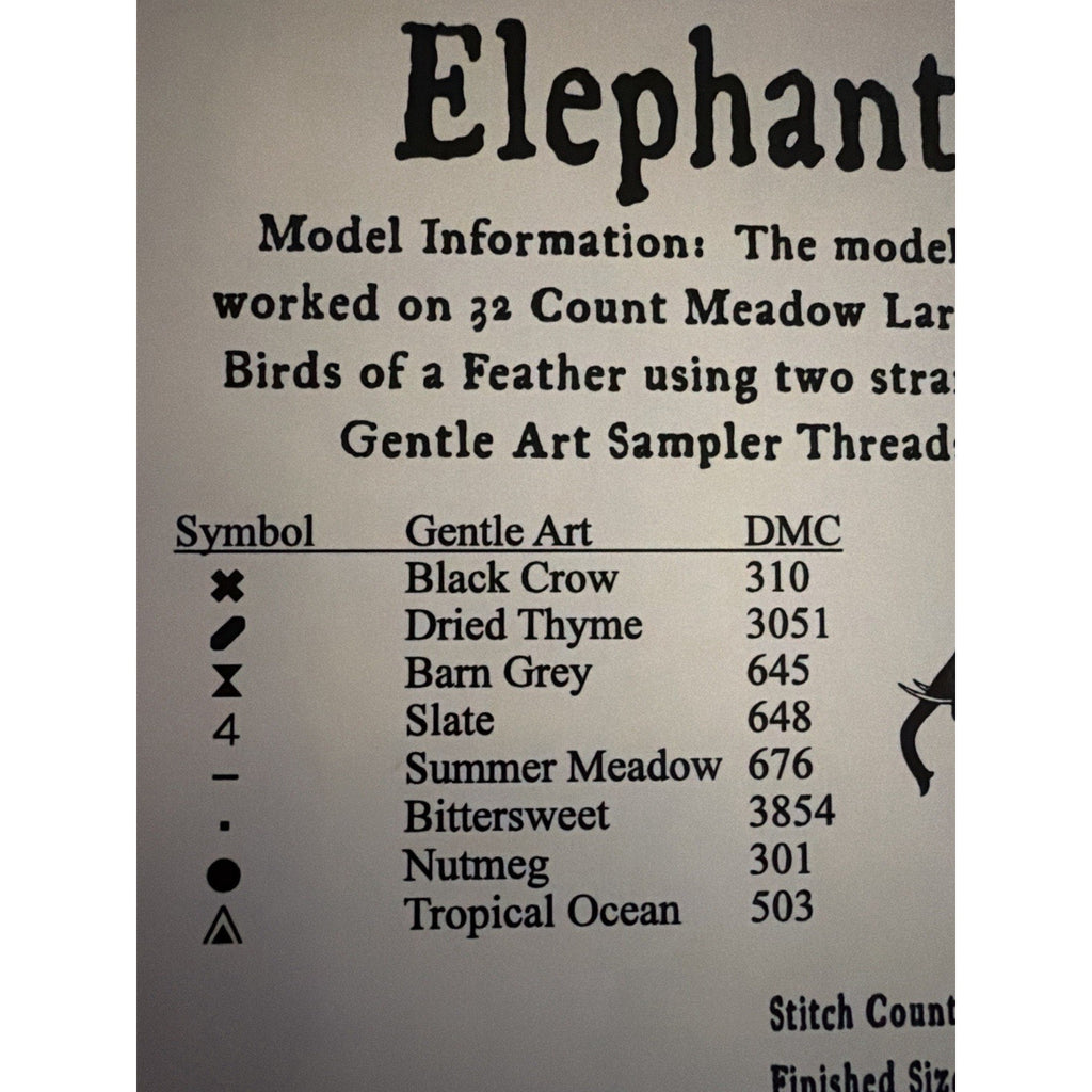 Carriage House Samplings Elephant Cross Stitch Pattern Primitive