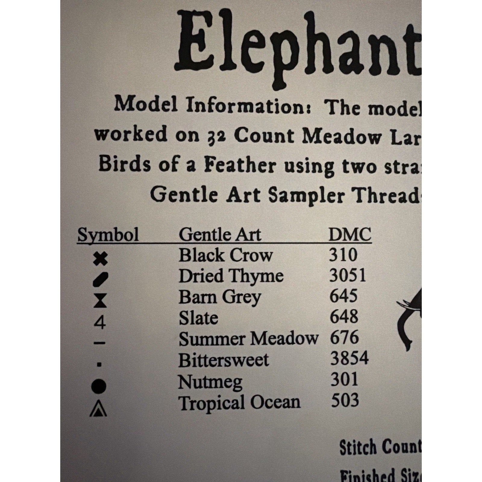 Carriage House Samplings Elephant Cross Stitch Pattern Primitive
