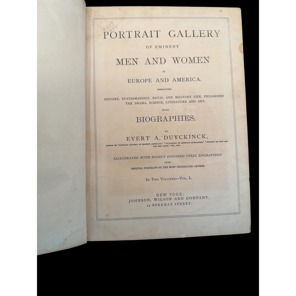 Antique 1873 Portrait Gallery Book: Eminent Men & Women, Steel Engravings Volume I