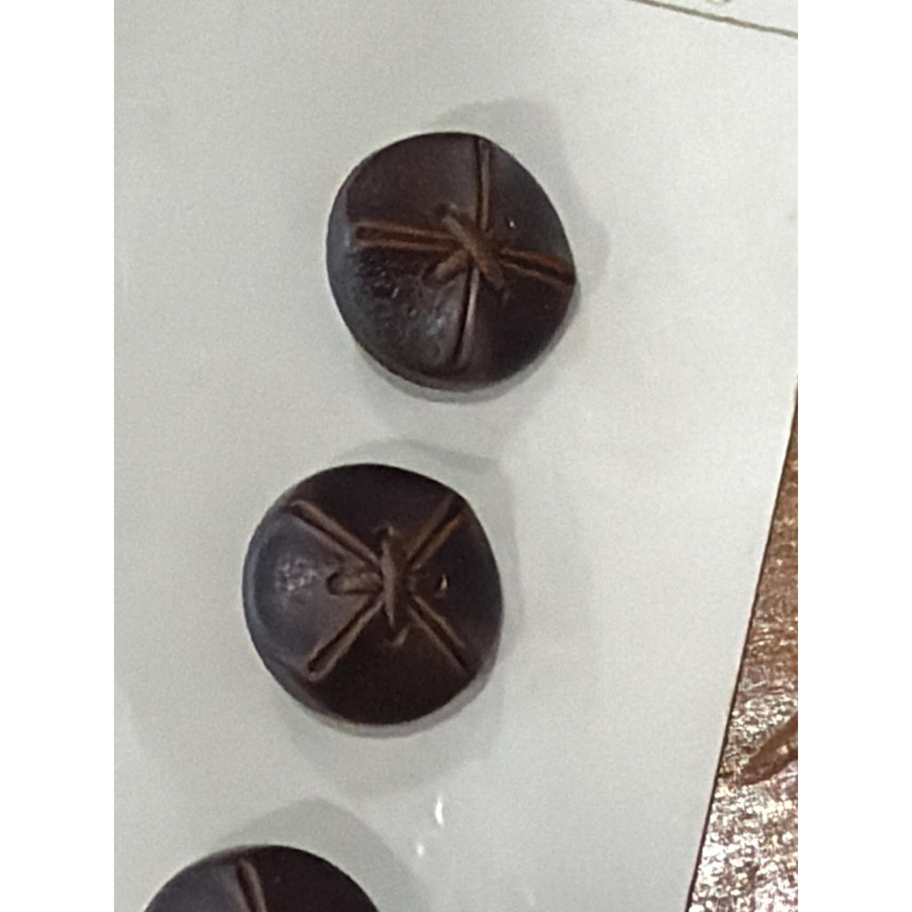 Vintage Costumakers Buttons: Rustic Brown Leather-Look Starburst (Size 24)