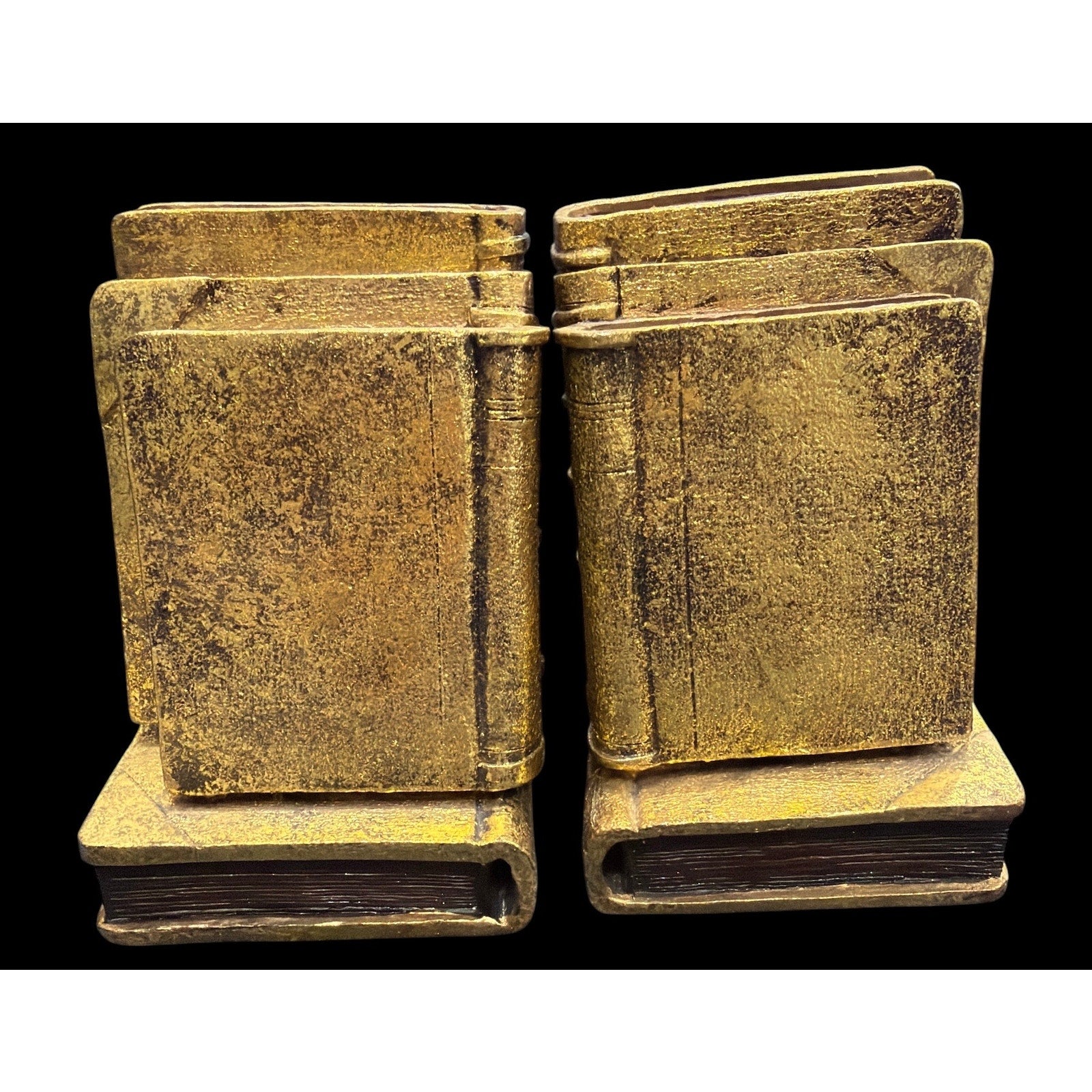 Vintage Gold Gilt Bookends | Faux Antique Book Stack Book Ends | Hollywood Regency Library Decor | CBK Ltd 1997 Resin Bookends
