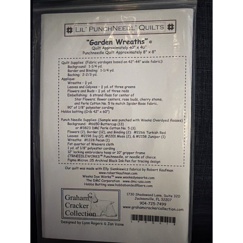 Garden Wreaths Quilt Punch Needle Pattern Graham Cracker LPNQ018