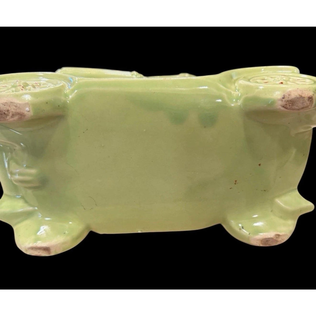 Lime Green Ceramic Convertible Car Planter – Mid Century Retro Automobile Pottery