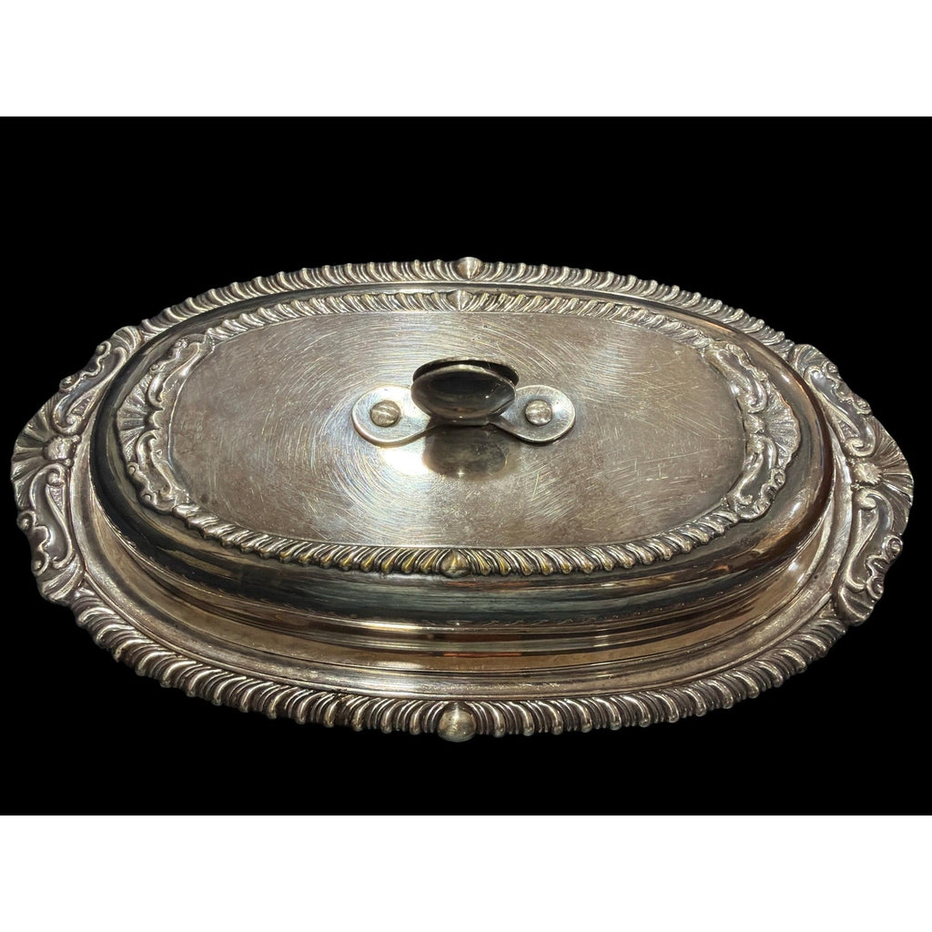 Vintage Silverplate Covered Butter Dish Glass Insert Elegant