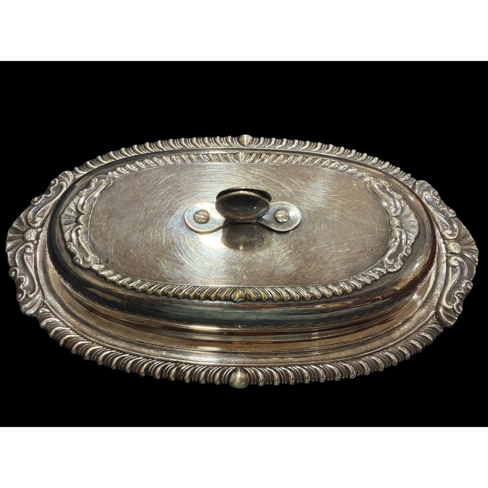 Vintage Silverplate Covered Butter Dish Glass Insert Elegant