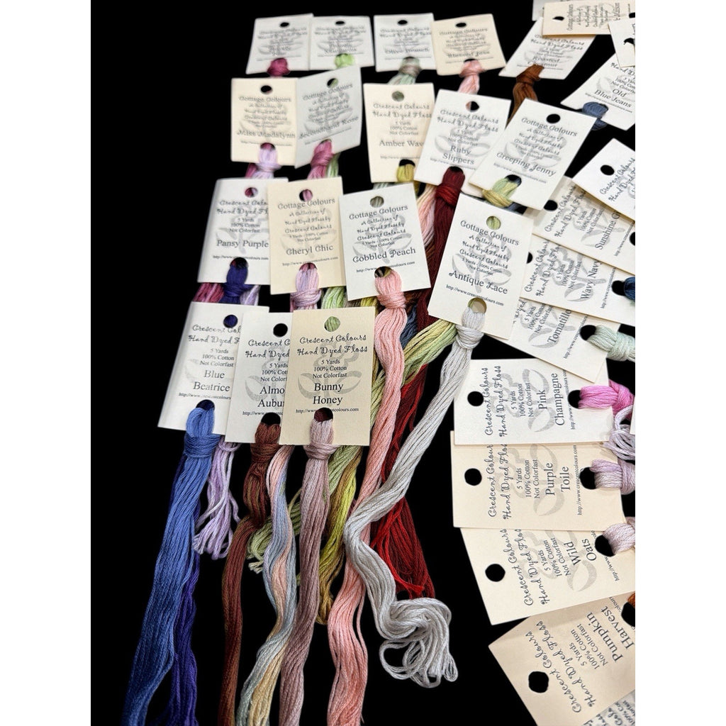 120 NOS Crescent Colours Hand Dyed Floss Lot Stored 14 Years Rare OOP Colors
