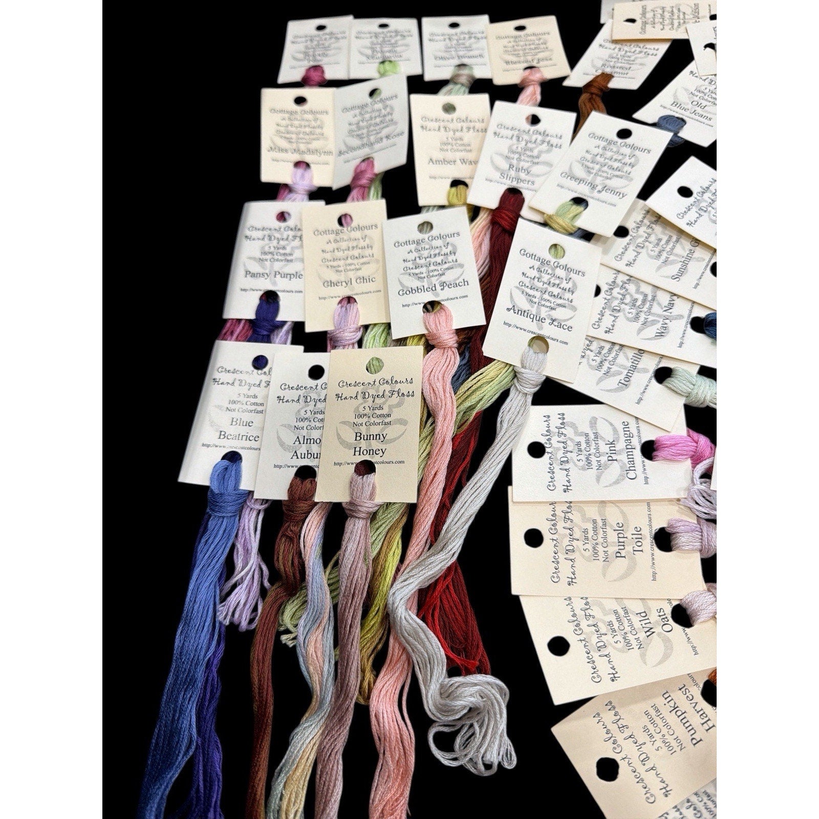 120 NOS Crescent Colours Hand Dyed Floss Lot Stored 14 Years Rare OOP Colors