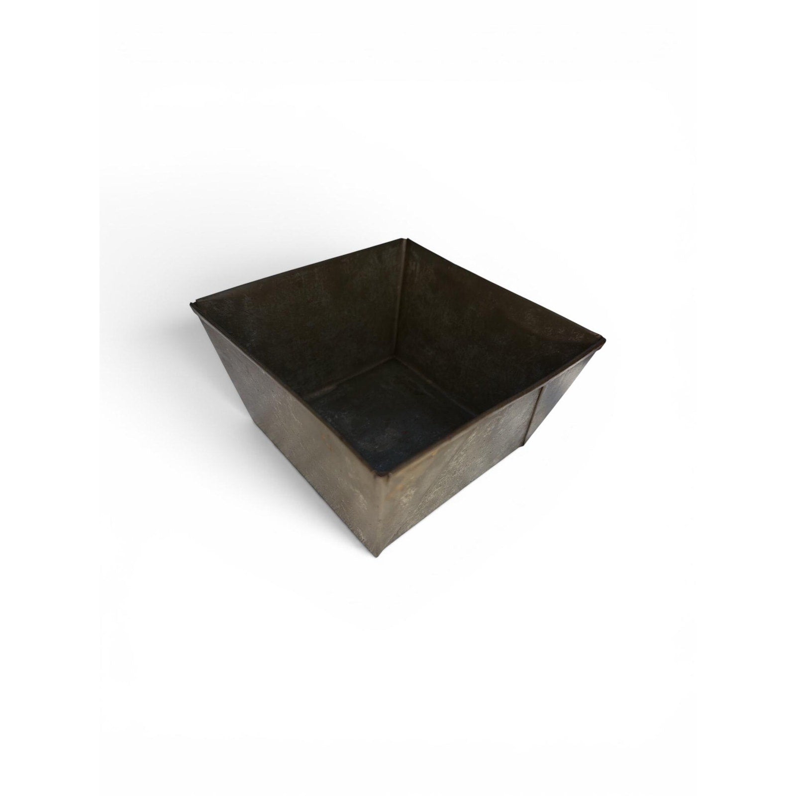 Primitive Metal Bin Vintage Folded Steel Container Rustic Farmhouse Storage