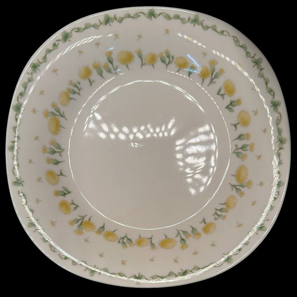 Vintage Hoya Porcelain Set of 4 Rim Soup Bowls Dandelion Clover Japan 9 Inch