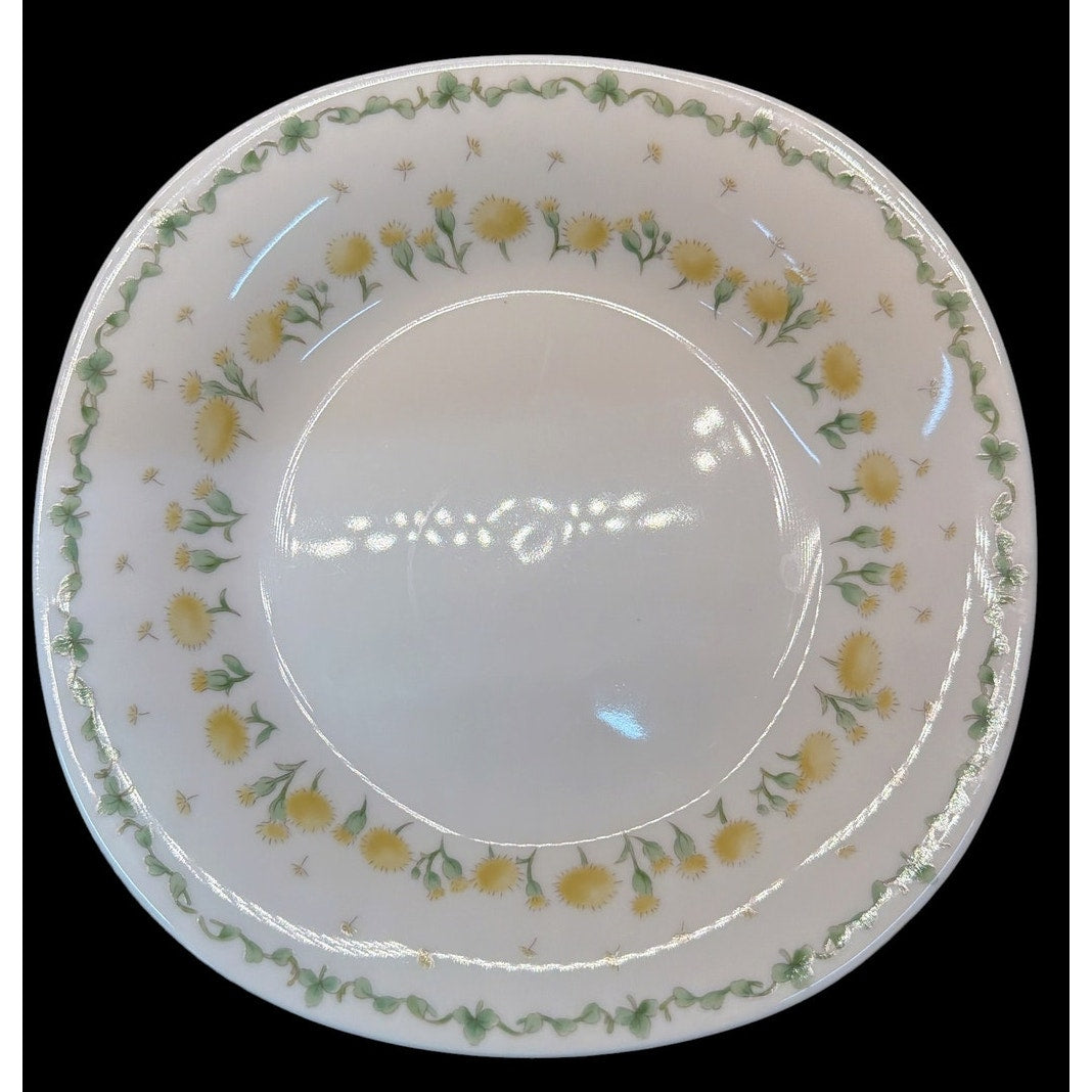 Vintage Hoya Porcelain Set of 4 Rim Soup Bowls Dandelion Clover Japan 9 Inch