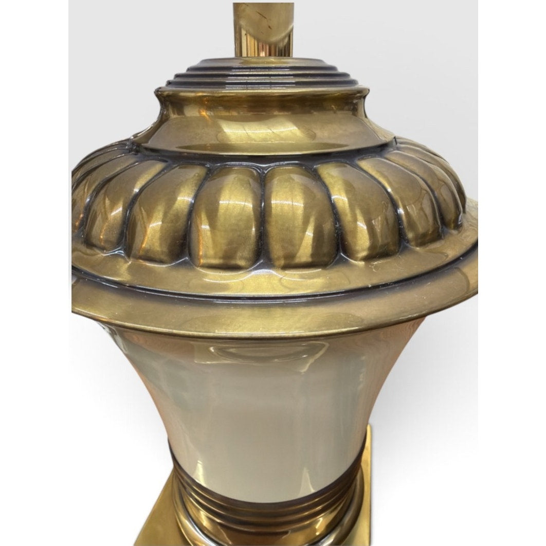 Vintage Brass Table Lamps Hollywood Regency Cream Urn Pair Large 25" – additional view 4