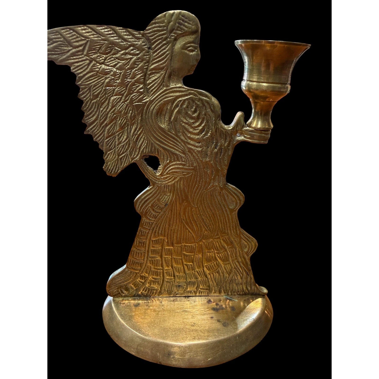 Vintage Brass Angel Candle Holders Set Gold Christmas Mantel Decor