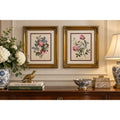 Vintage P Jerrard Botanical Floral Prints Pair Gilded Wood Frames 10.5 x 13