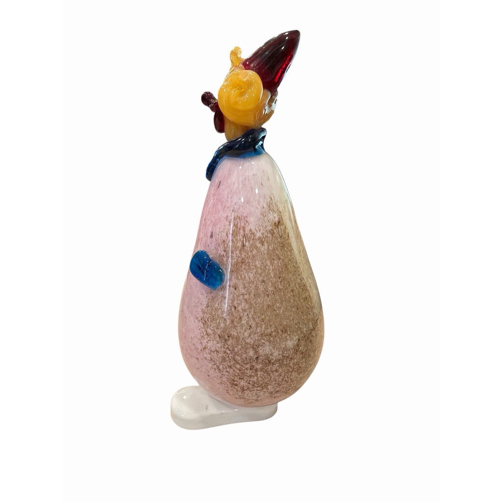 Vintage Italian Art Glass Clown Figurine Pink Blue Original Serouya Label 9.5"