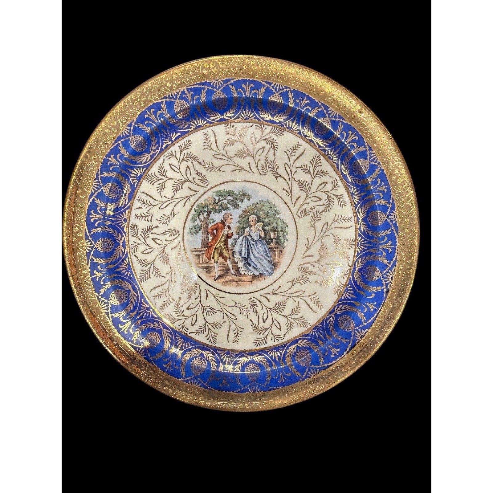 Vintage TST Bromley Salad Plates Set of 7 Cobalt Blue 22K Gold Taylor Smith