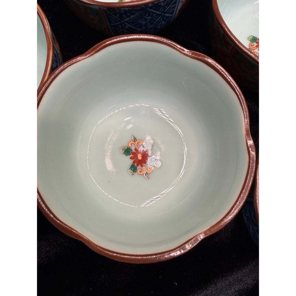 Vintage Arita Ware Seihō Porcelain Bowl Set in Signed Wood Box 12 Pieces