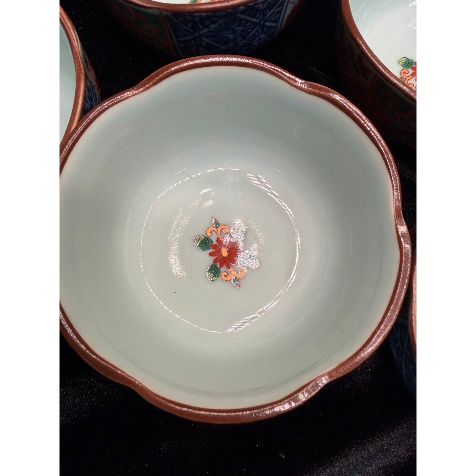 Vintage Arita Ware Seihō Porcelain Bowl Set in Signed Wood Box 12 Pieces
