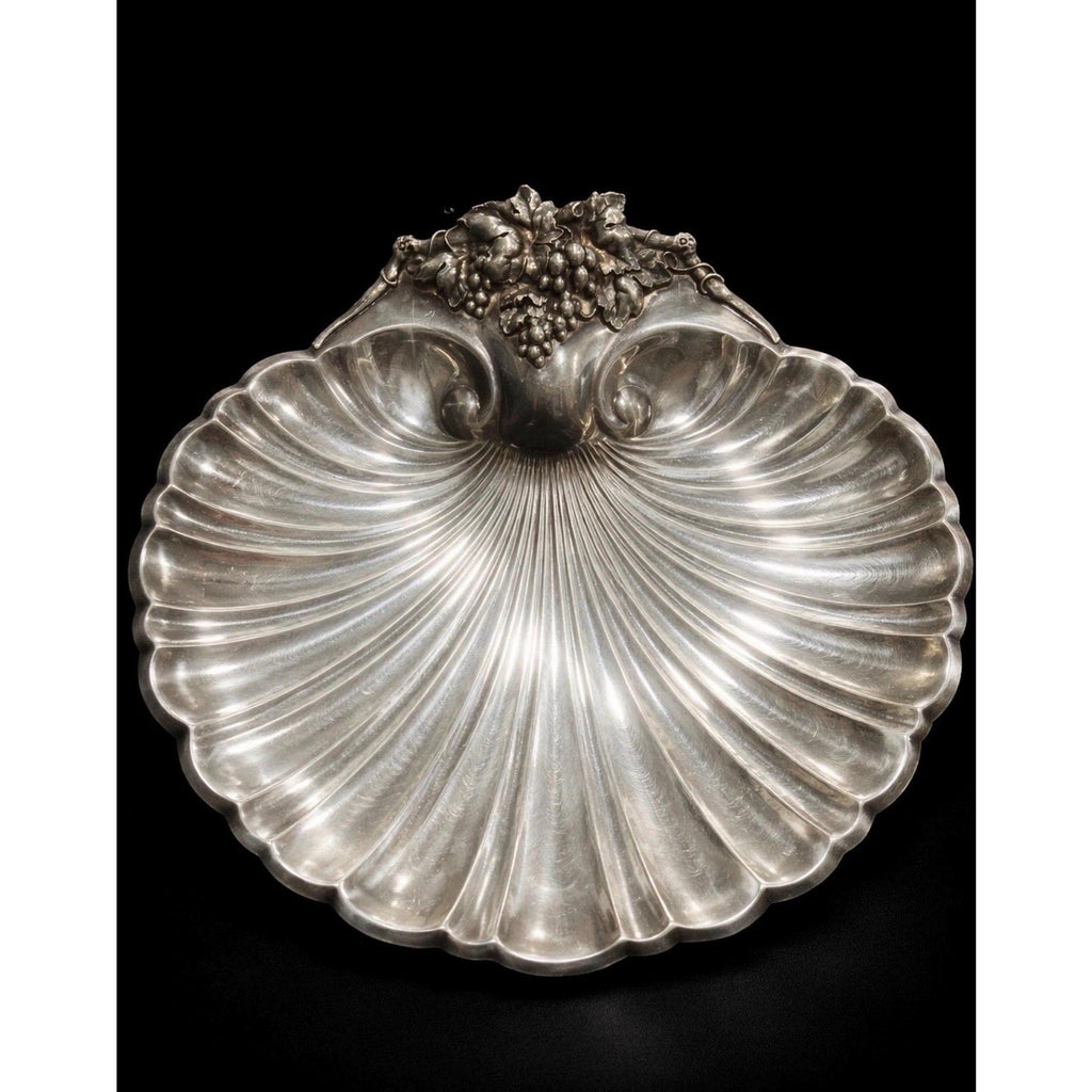 Reed & Barton Shell Platter 16” Silverplate Grape Feet Vintage Serving Tray