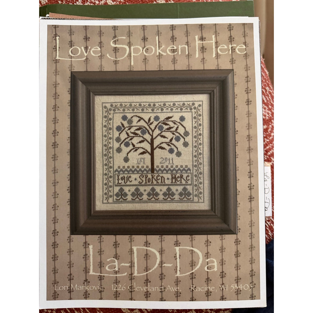La-D-Da Love Spoken Here Cross Stitch Tree Sampler NOS