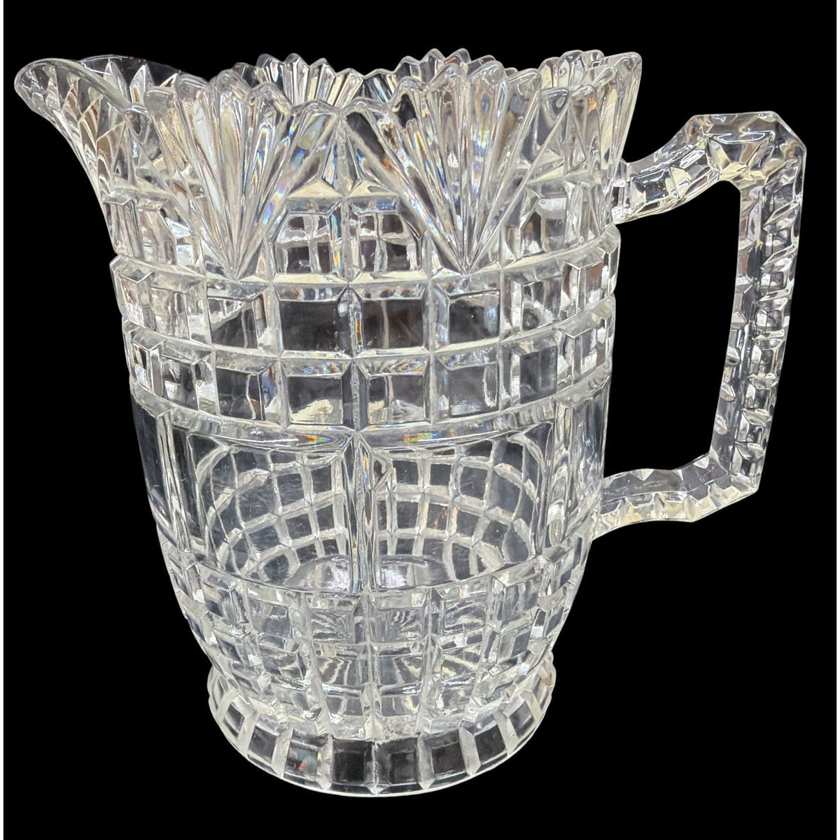 Antique EAPG Block & Fan Glass Pitcher Richards & Hartley Fanchon 1888 – additional view 2