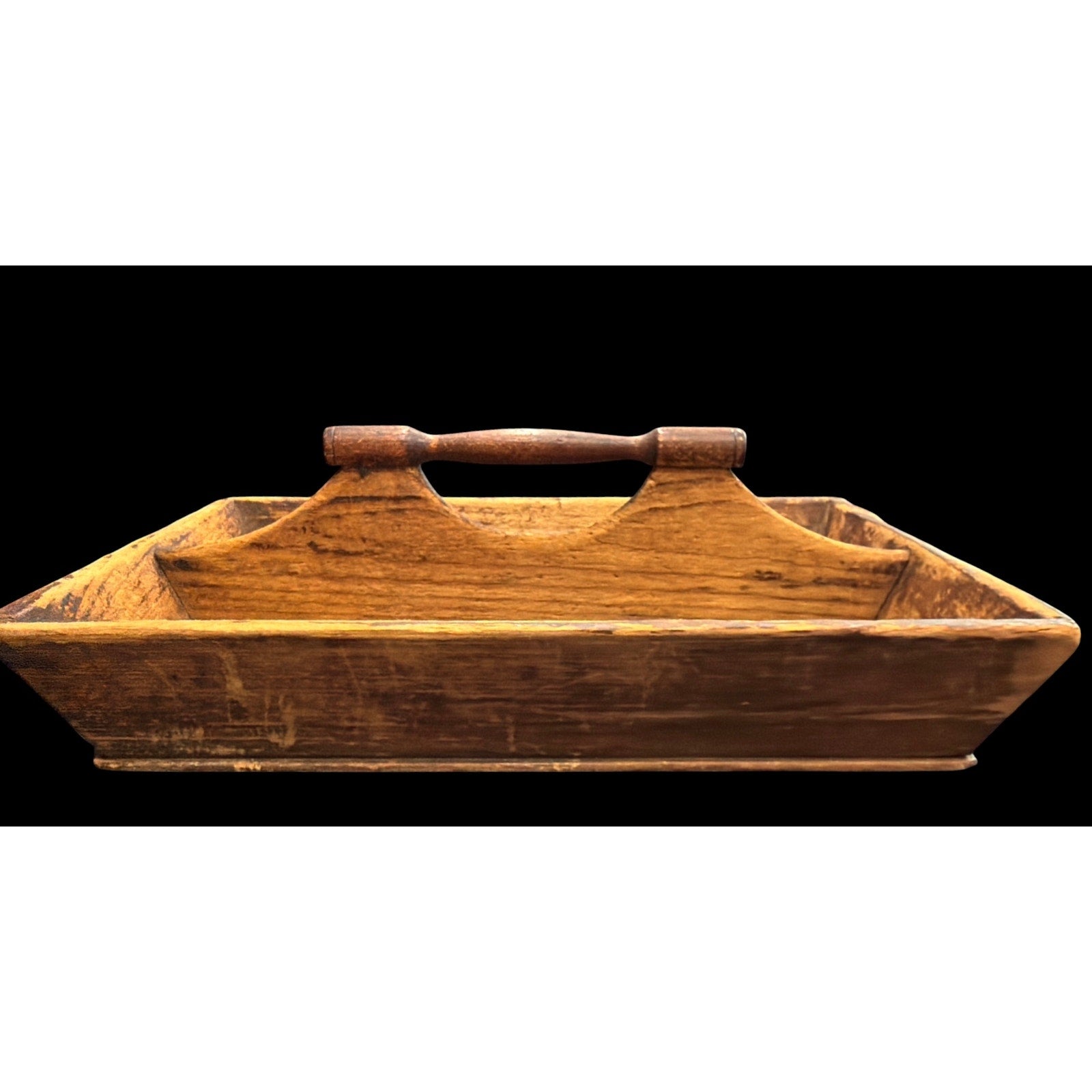Antique Primitive Wooden Make Do Tote Handmade Farmhouse Gathering Box