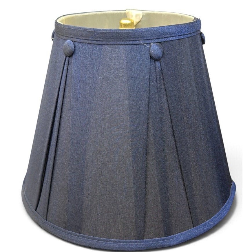 Pair Vintage Baldwin Brass Table Lamps Navy Silk Pleated Shades 22 Inch