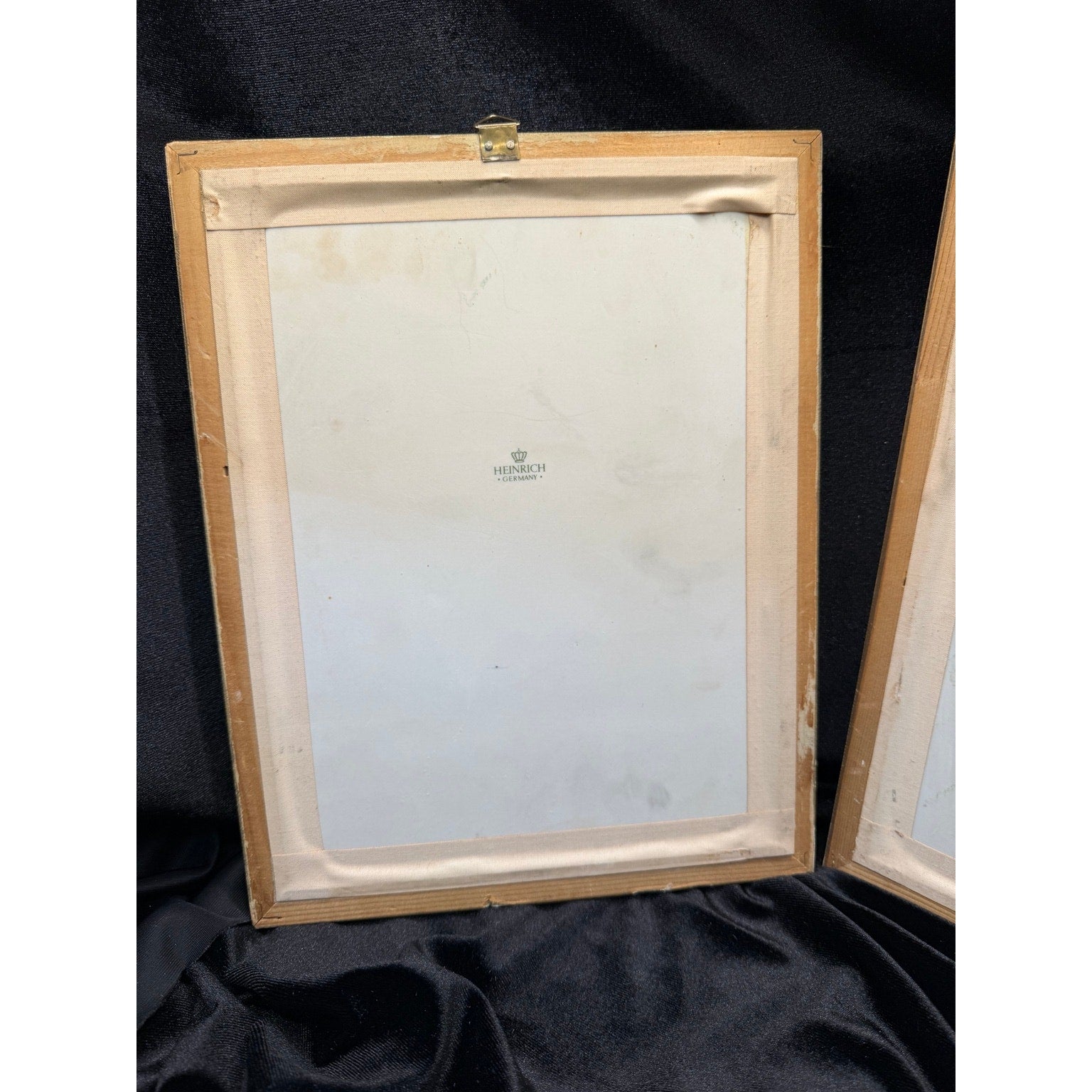 Vintage Heinrich Germany Framed Porcelain Bird Tile Wall Art Pair