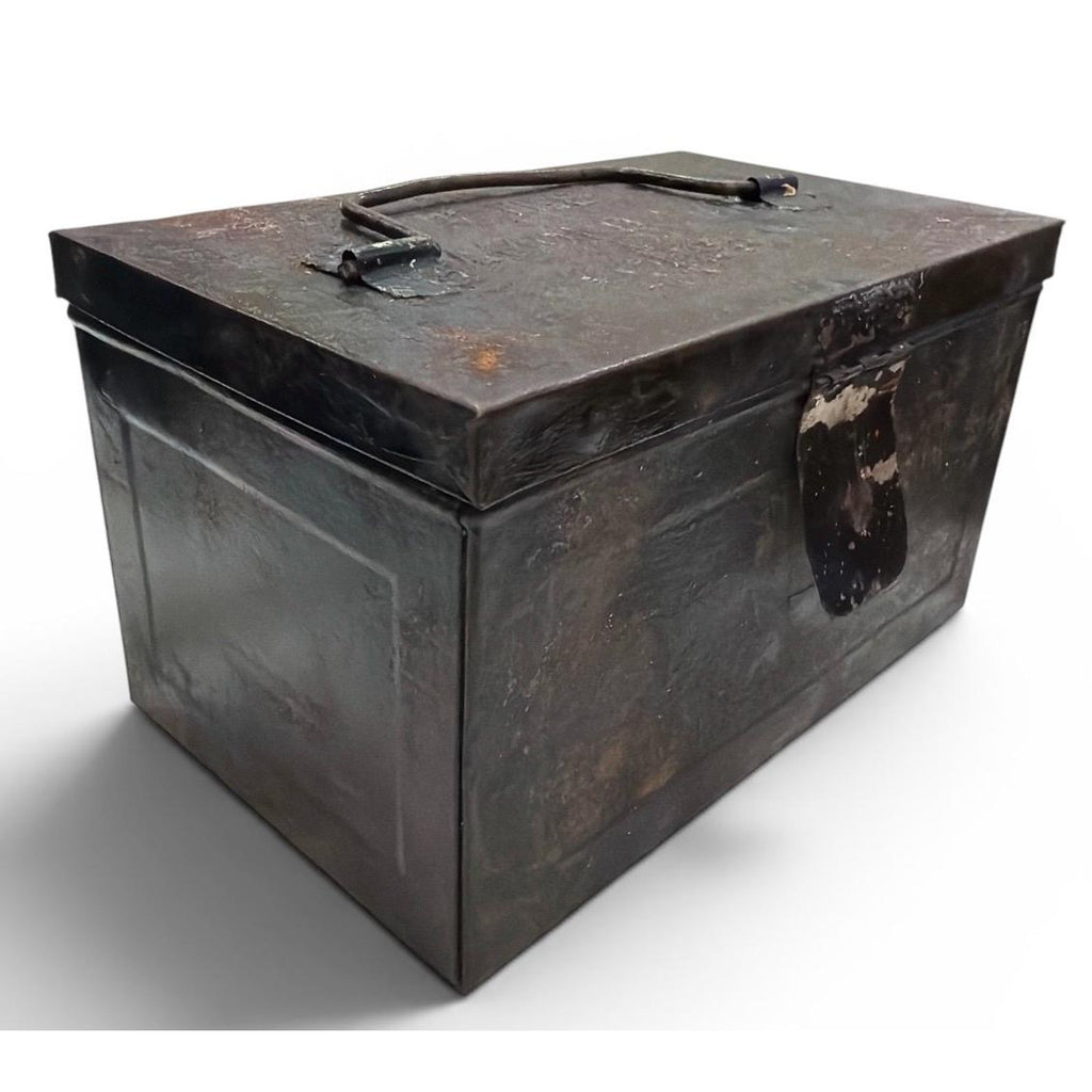 Antique Diamond Match Company Tin Box: Primitive Fireplace Storage Container