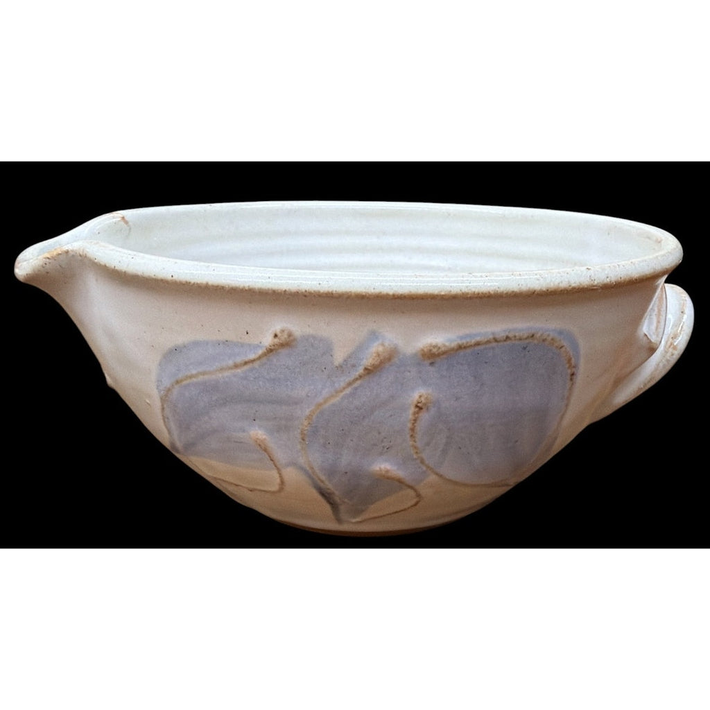 Vintage Studio Pottery Pouring Bowls Pair Hand Thrown Blue Ivory Stoneware – additional view 3