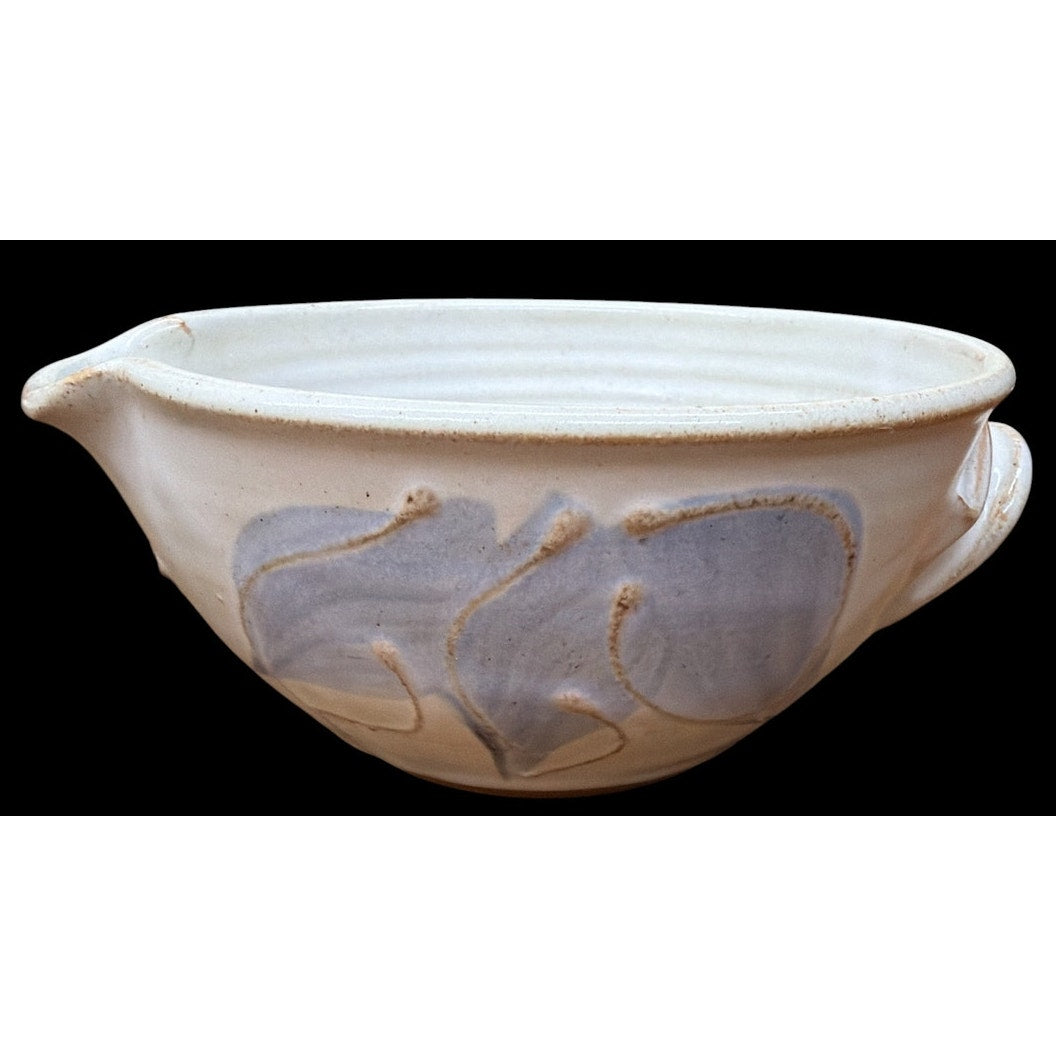 Vintage Studio Pottery Pouring Bowls Pair Hand Thrown Blue Ivory Stoneware – additional view 3