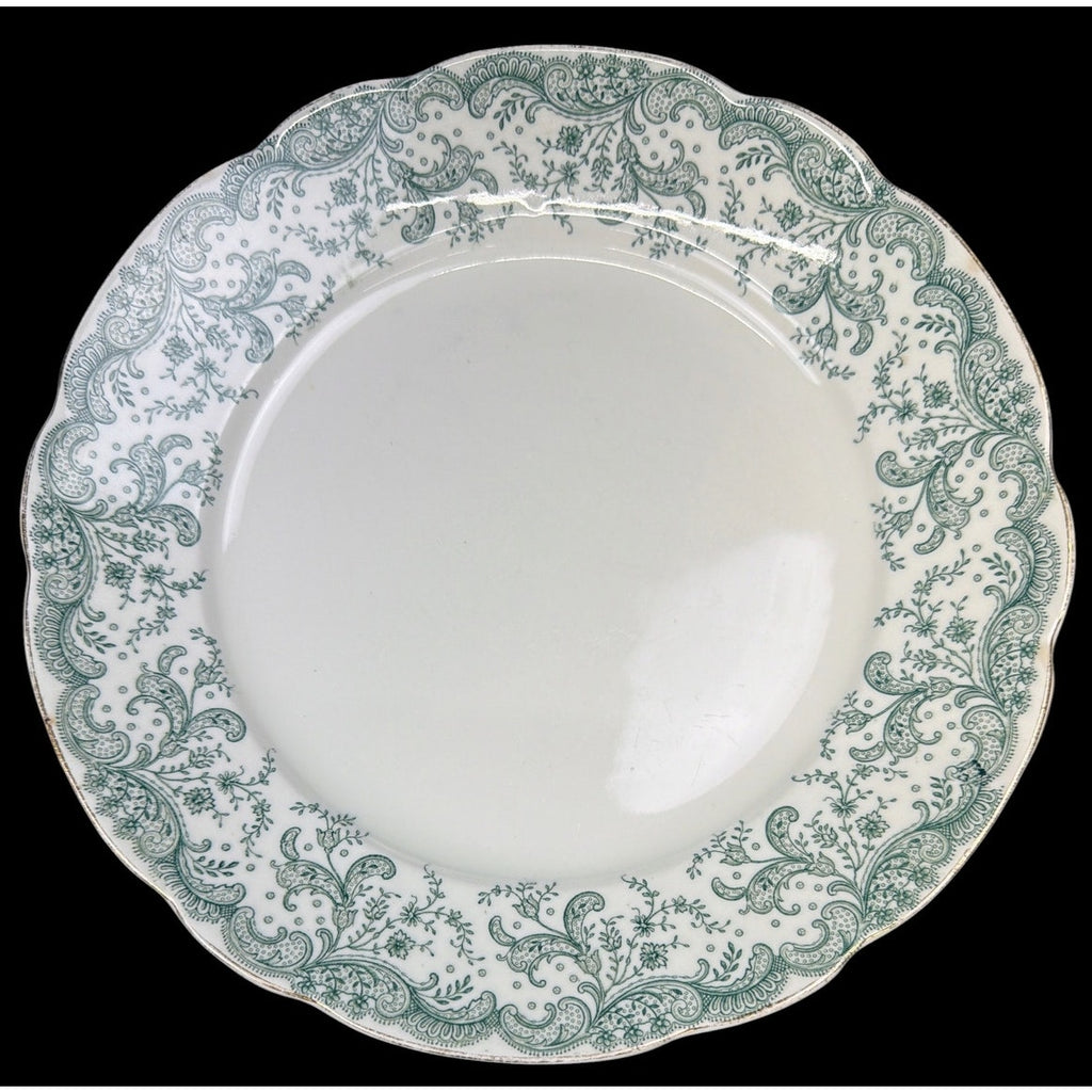 Antique John Maddock Seville Dinner Plates Set of 5 Green Transferware 10 Inch