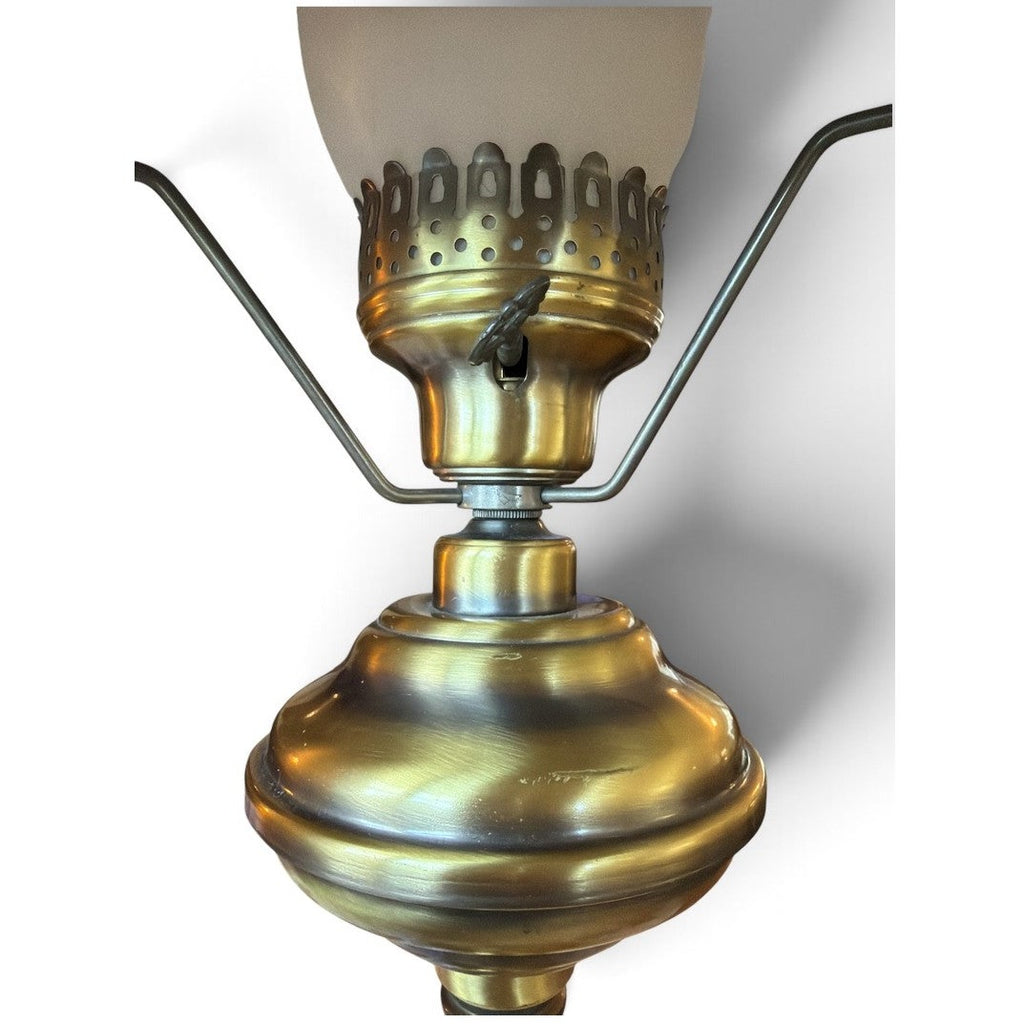Vintage Solid Brass Student Table Lamp 28 Inch Dome Shade Library Desk Light