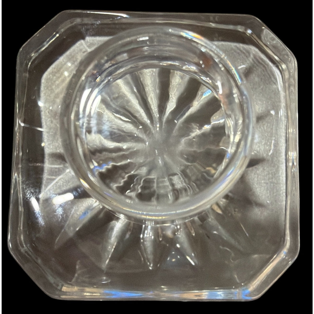 Vintage Heavy Pressed Glass Square Whiskey Decanter Starburst Stopper 9" – additional view 4